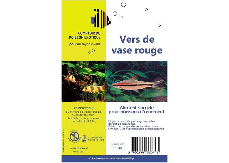 Vers de vase rouges - Plaque 500 gr - Plaques de 500 gr - Comptoir du Poisson exotique