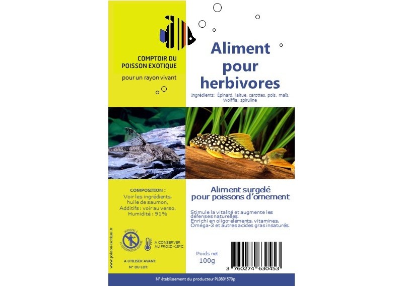 Spécial herbivore - Blister 100 gr - Blister 100 gr - Comptoir du Poisson exotique